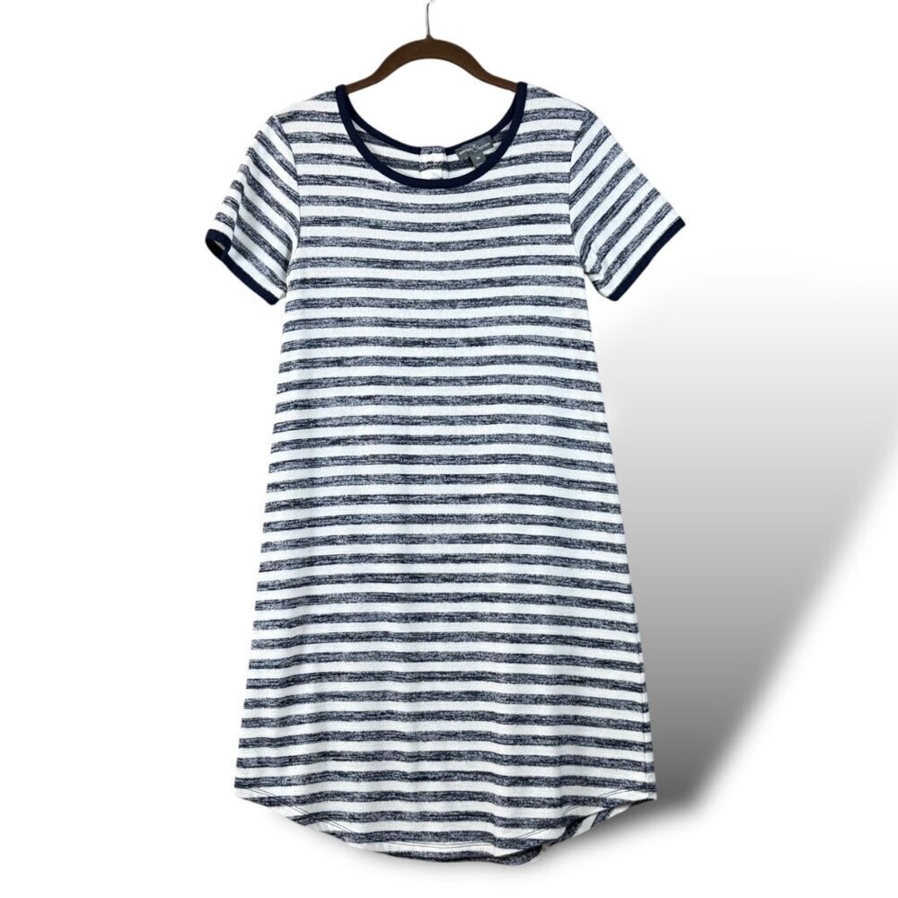 Market & Spruce T-Shit Dress Womens Sz XS Blue/White Striped SS Crew Neck Mini - Picture 1 of 10